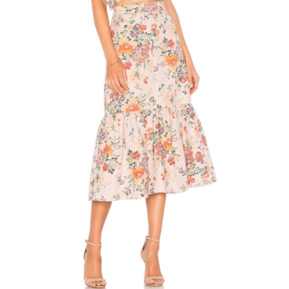 Rebecca Taylor Marlena Ruffled Floral Skirt Size 4 NWT